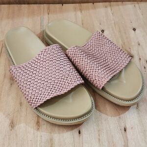 SOLS Woven Slide Sandals in Pink and Tan Size 9